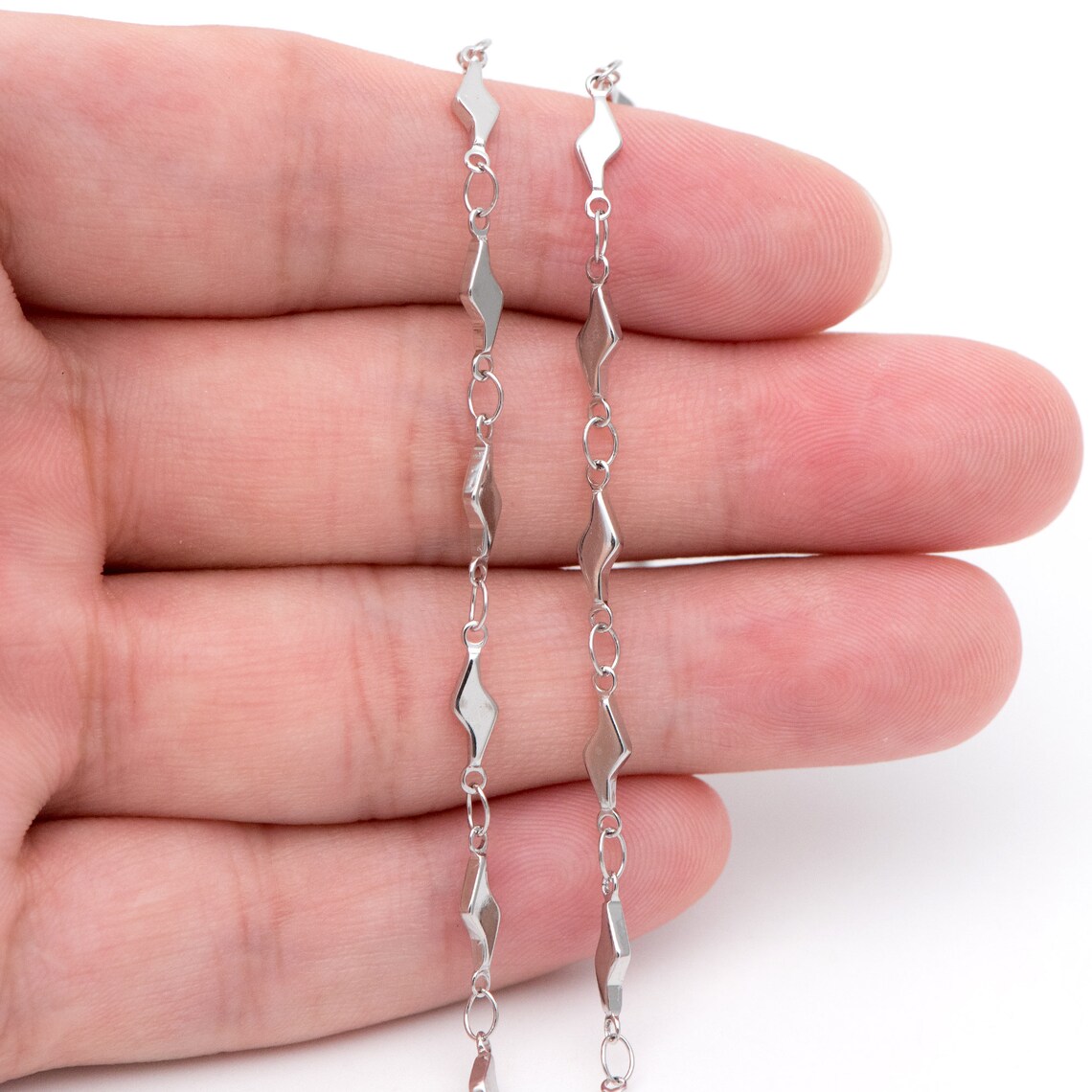 Stainless Steel Lightning Bolt Chain Silver Tone Bar Link Etsy UK