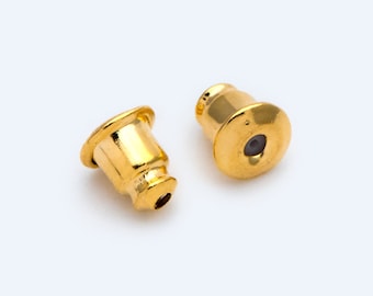 20pcs Gold Earring Backs, Earring Stoppers, Earring Nuts, Clutch Earring Backs, Earring Posts, Jewelry Findings (#GB-1472-1)