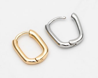 10pcs Gold/ Silver tone Oval Leverback Ear Hooks 14x10mm, Gold/ Rhodium plated on Brass, Earring Hoop Components (GB-1656)