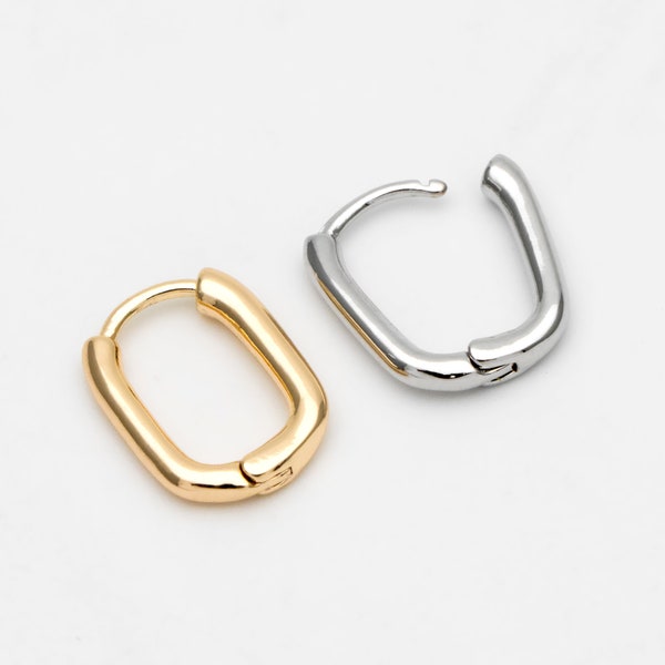 10pcs Gold/ Silver tone Oval Leverback Ear Hooks 14x10mm, Gold/ Rhodium plated on Brass, Earring Hoop Components (GB-1656)