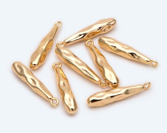 10st goud/zilver toon gehamerd bar charme, sieraden maken, doe-het-zelf materiaal, sieraden benodigdheden (GB-2416)