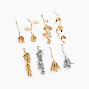 4pcs Gold/ Silver Tone Branch Leaf Charm Pendants , Gold/ Rhodium plated Brass, Lead Nickel Free (GB-954)