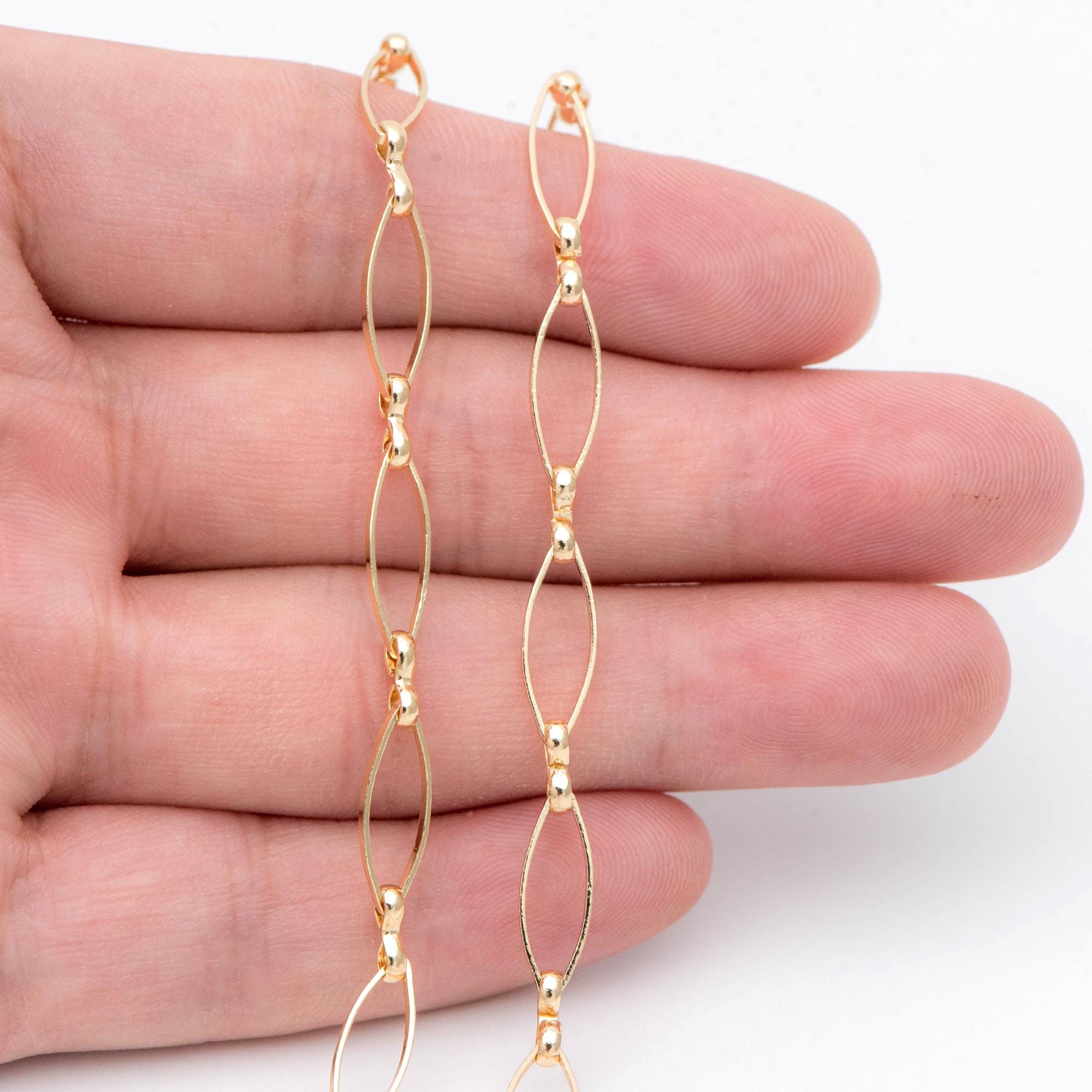 18K Gold Plated Brass Oval Chains, Link Size 5x15mm (#LK-441)/ 1 Meter ...