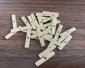 16pcs Raw Brass Rectangle Link Pendants, Geometric Bar Charms 20x4mm (RB-128)