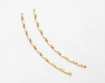 10pcs Gold plated Brass Twist Bar Pendants 66x10mm, Earring Component Charms (GB-3297)