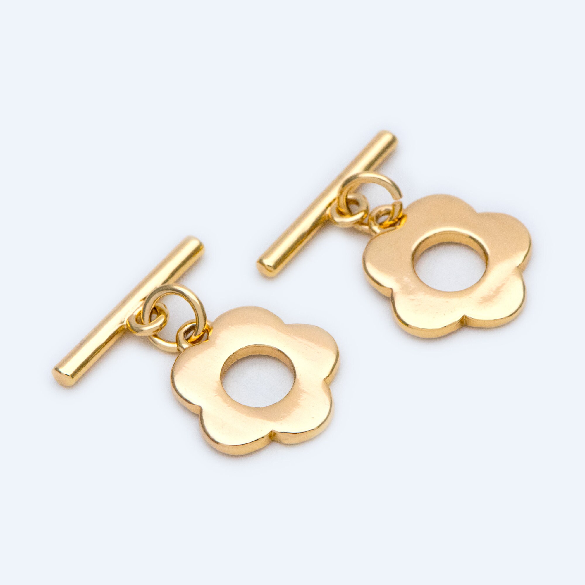 5 or 1 Qty Chain Necklace Handmade Gold Toggle Clasp with Flower ALL SIZES 5 or 1 Qty Chain Necklace Handmade Gold Toggle Clasp with Flower ALL SIZES