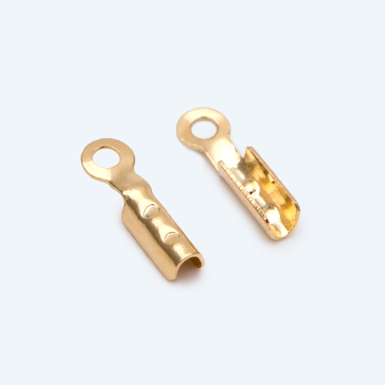 20pcs Tiny Chain End Caps Gold Chain Crimps to Finish 1mm or Etsy