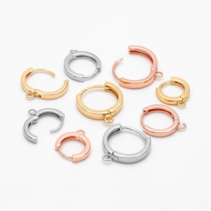 10pcs Round Hoop Earrings 12/ 14 /16mm, Gold/ Silver/ Rose Gold, Huggie Earring Findings, Leverback Earwire Hooks Wholesale (GB-989) image 10
