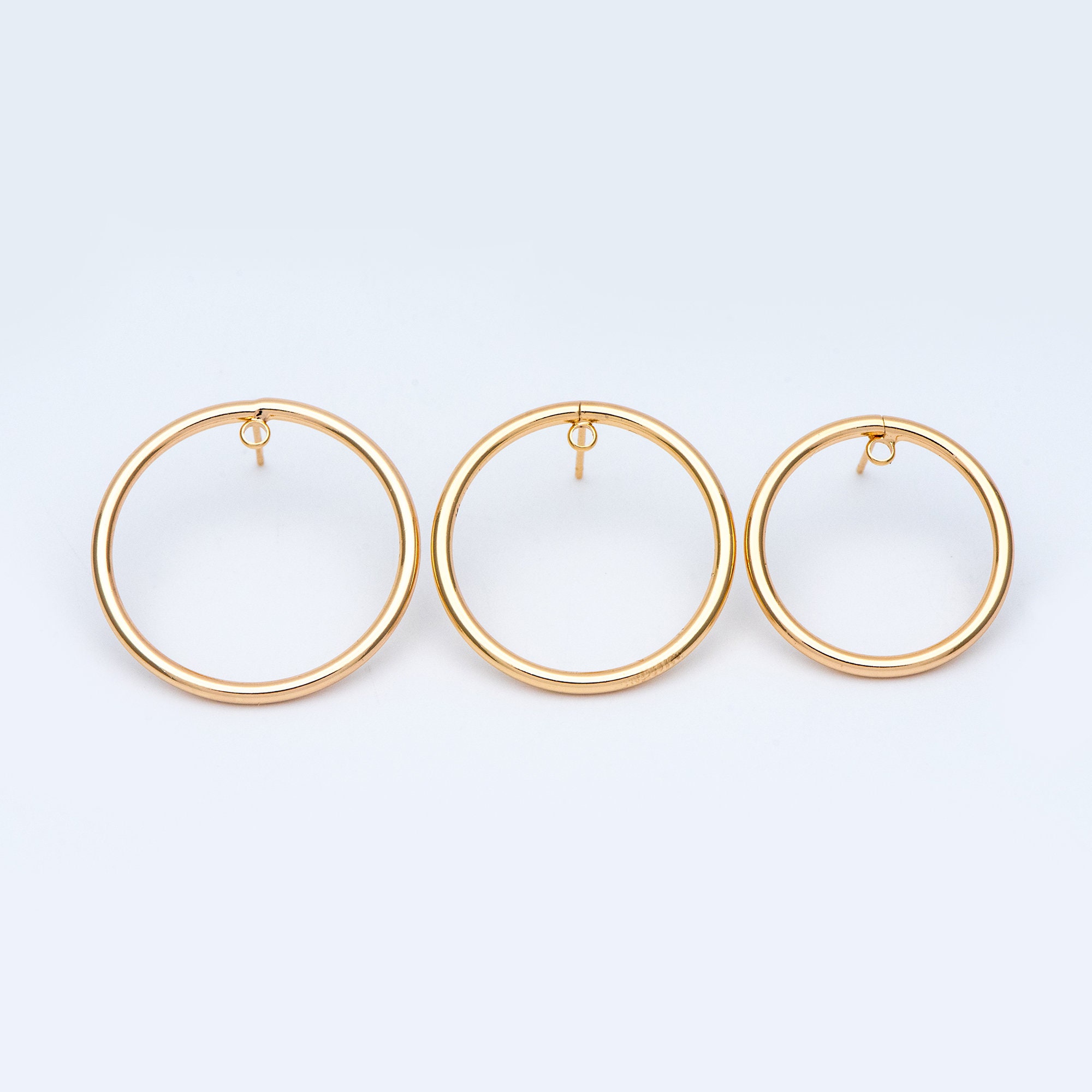 10pcs Gold Circle Earring Studs 25/ 28/ 30mm 18K Gold plated Etsy