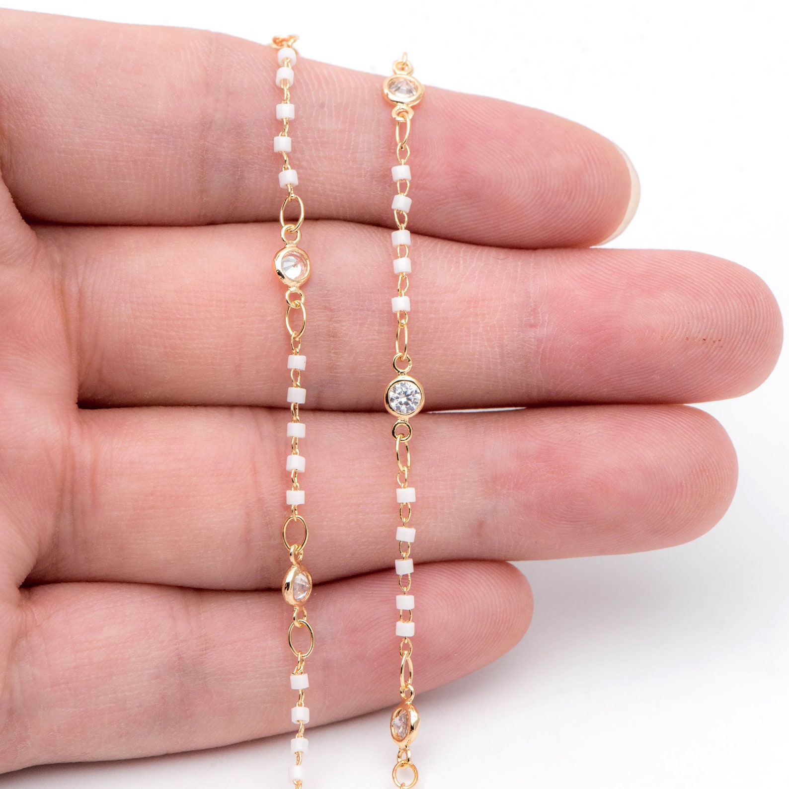 Miyuki Seed Bead Chain Dainty Gold Beaded Chains 4mm Round Etsy