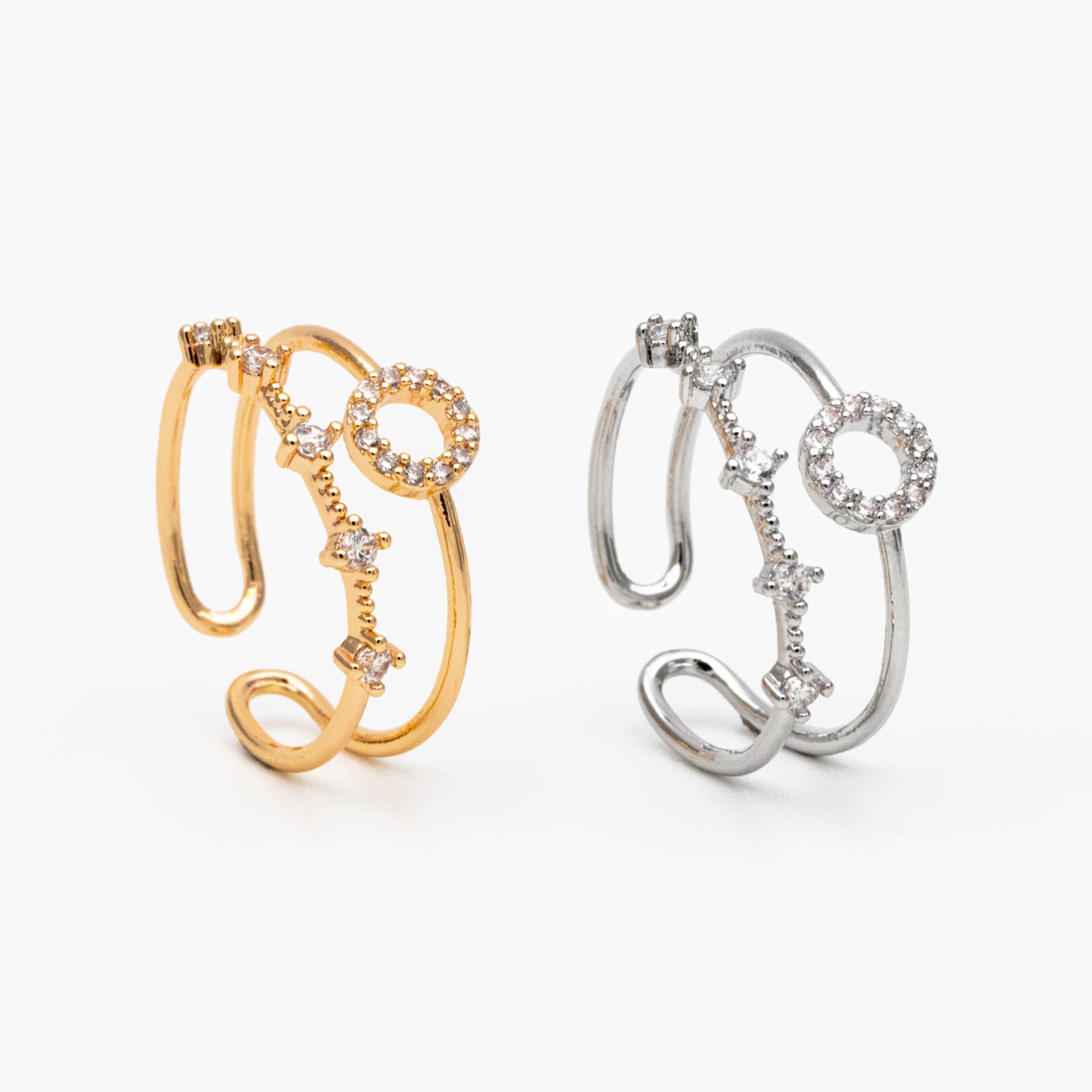 4pcs CZ Pave Double Band Circle Ring, Weeding Ring, Modern Style Ring ...