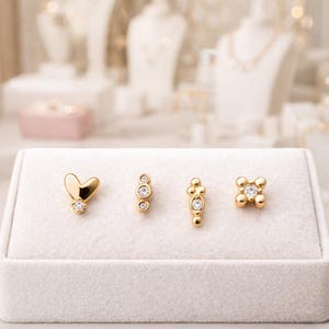 10 stuks CZ Pave goud-/zilverkleurige kleine oorbellen, goud/gerhodineerd messing, sierlijke minimalistische oorknopjes (GB-4021)