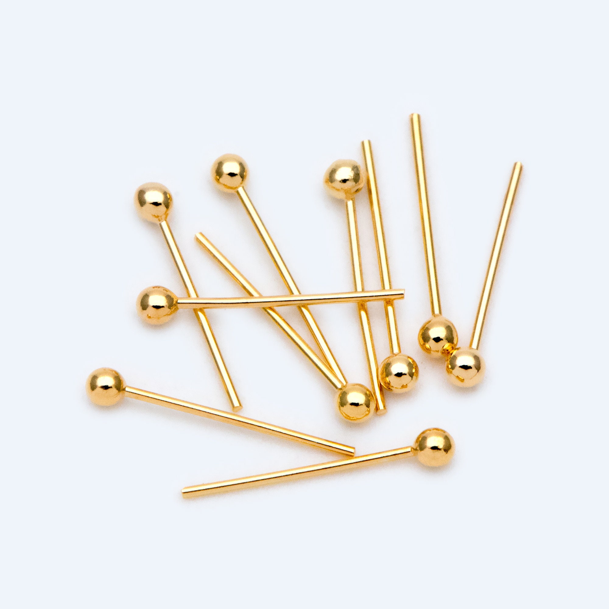 100pcs Gold Plated Brass Ball Head Pins 11x0.5mm24 Gauge Etsy