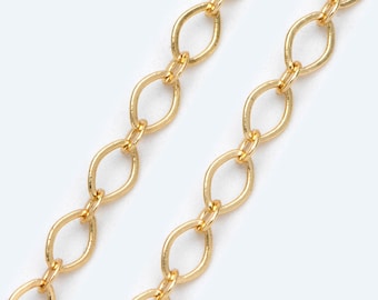 Gold plated Brass Oval Chains, 3.6x5.2mm, 18K Gold plated Brass Chains (#LK-445)/ 1 Meter=3.3 ft