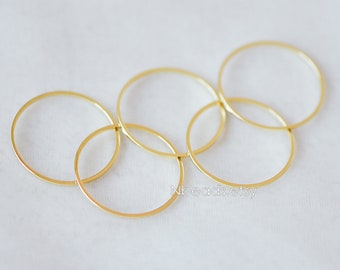 10pcs Gold Round Link Charms 10/ 12/ 18/ 20/ 25/ 30/ 35/50mm, 18K Gold plated Brass Ring Loops, Geometric Hoop Circle Pendants (GB-232)