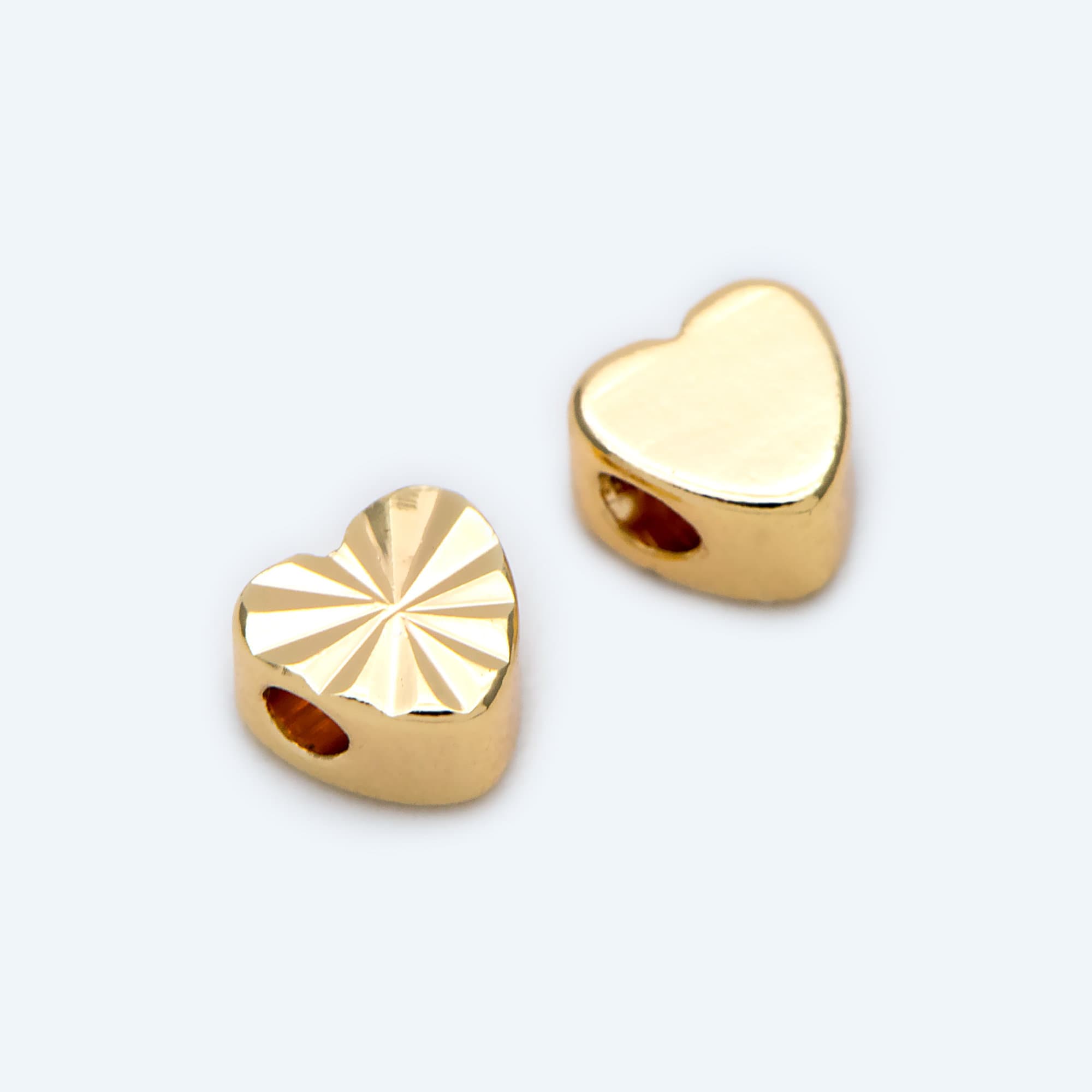 60 Telai Perline A Cuore In Ottone CREATCABIN - Placcati Oro 18K, Doppio Foro, 10x9.5mm, Per Creazione Gioielli Fai Da Te - 6