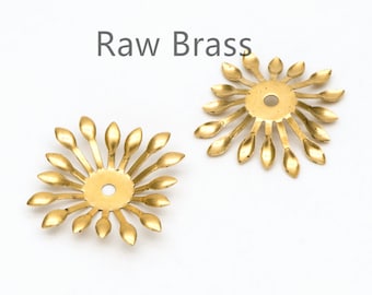 20pcs Raw Brass Floral Bead Caps 25mm, Brass Findings Wholesale  (RB-196)