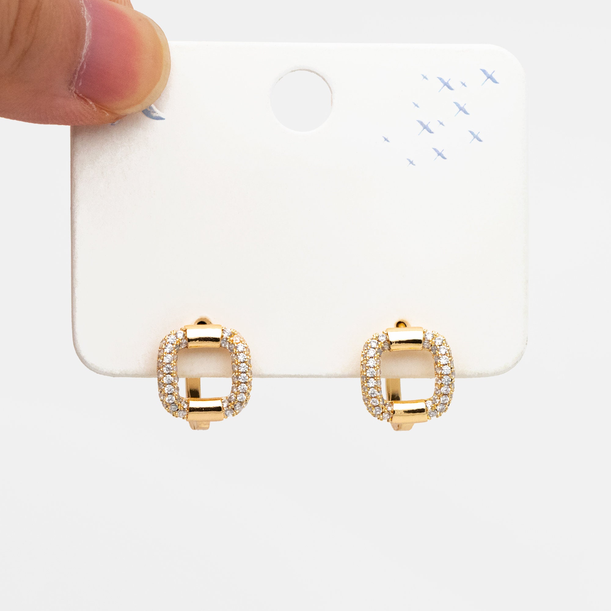 Boucles D'oreilles Créoles Huggie 14 Mm - Argent Sterling Plaqué Or Avec CZ, Neuves Avec étiquettes