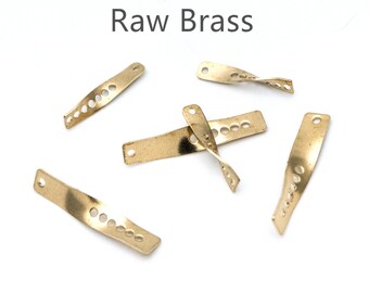 20pcs Raw Brass Link Pendants 19/ 27mm, Geometric Twisted Bar Charm Connectors  (RB-122)