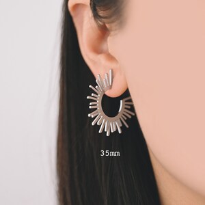 10pcs Gold/ Silver Tone Sun Round Earrings 20/35mm, Gold/ Rhodium plated Brass Sun Jewelry, Sun earrings (#GB-1227) image 4