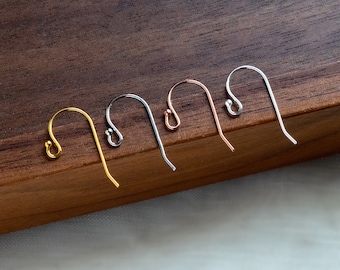 10pcs Sterling Silver Earring Hooks, Gold/ Rhodium/ Rose Gold plated .925 Silver, Earwires with Ball 20x10mm (CY-005)