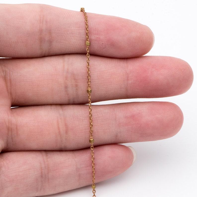 Dainty Raw Brass Beaded Cable Chains 1.2mm Tiny Chain With Etsy