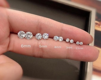 Pair of 316L Surgical Steel Round Cubic Zirconia Studs | Stackable Stud Earrings | Hypoallergenic | 3mm 4mm 5mm 6mm 7mm 8mm 9mm 10mm