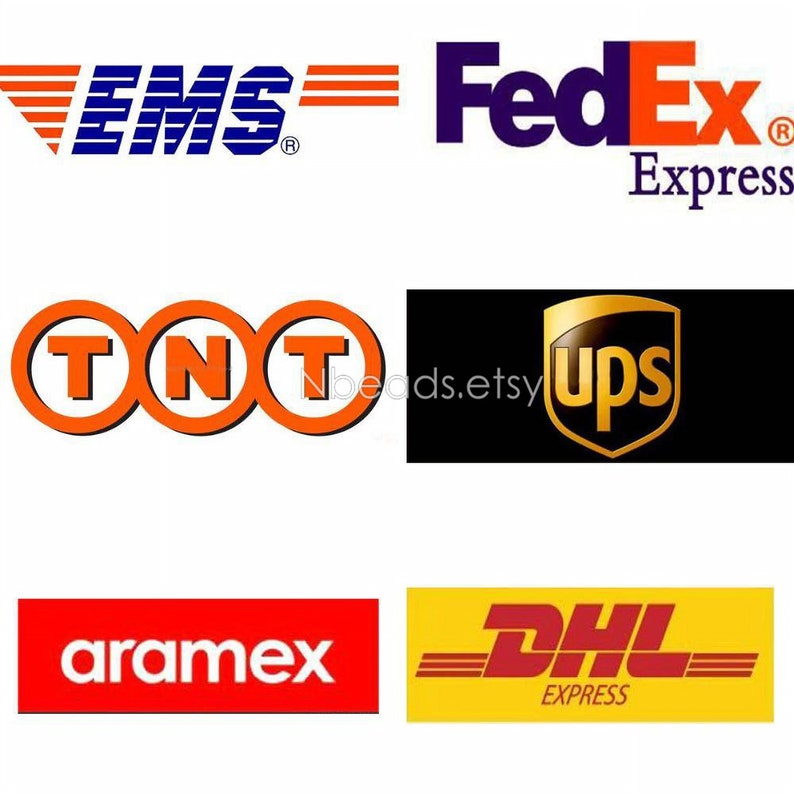 Puede incluir: Logotipos de varias empresas de env&iacute;o, incluidas FedEx Express, UPS, DHL Express, TNT, EMS y Aramex.