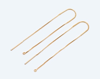 10pcs Gold Ear Threader Earrings, Earwire Thread with Jump Ring, Box Chain (GB-2150)