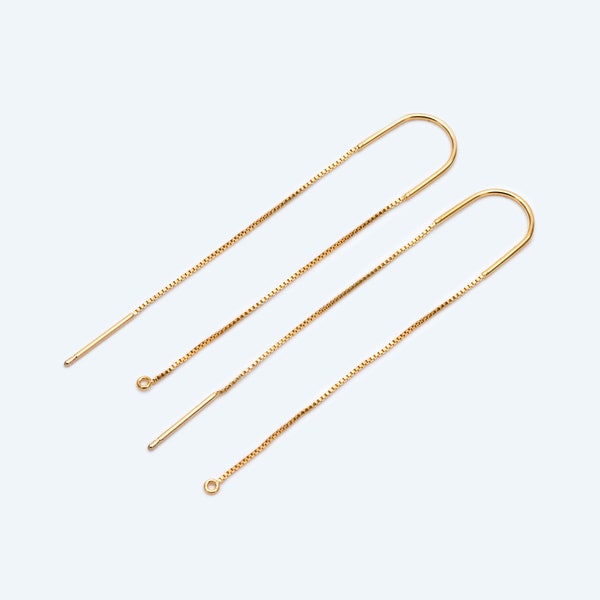 10pcs Gold Ear Threader Earrings, Earwire Thread with Jump Ring, Box Chain (GB-2150)