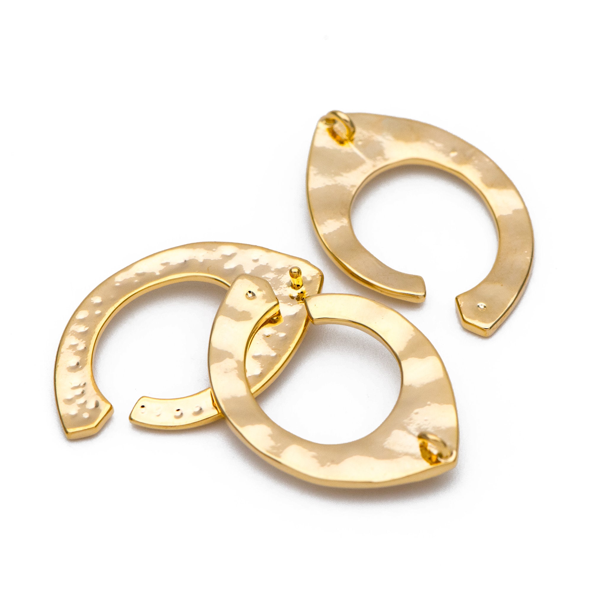 10pcs Gold plated Brass Hammered Charm Pendant 26x17mm DIY Etsy