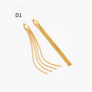4pcs Chain Tassel Charms, Gold/ Rhodium plated Brass, Tassel Earring Components (GB-3523) #D1