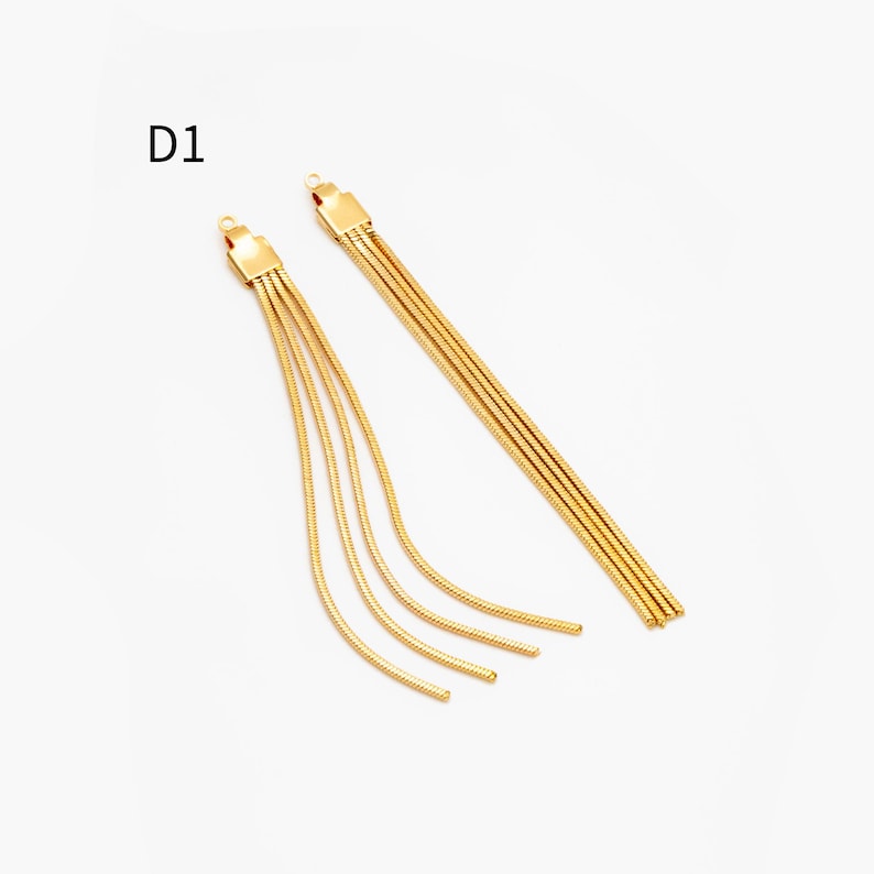4pcs Chain Tassel Charms, Gold/ Rhodium plated Brass, Tassel Earring Components (GB-3523) #D1