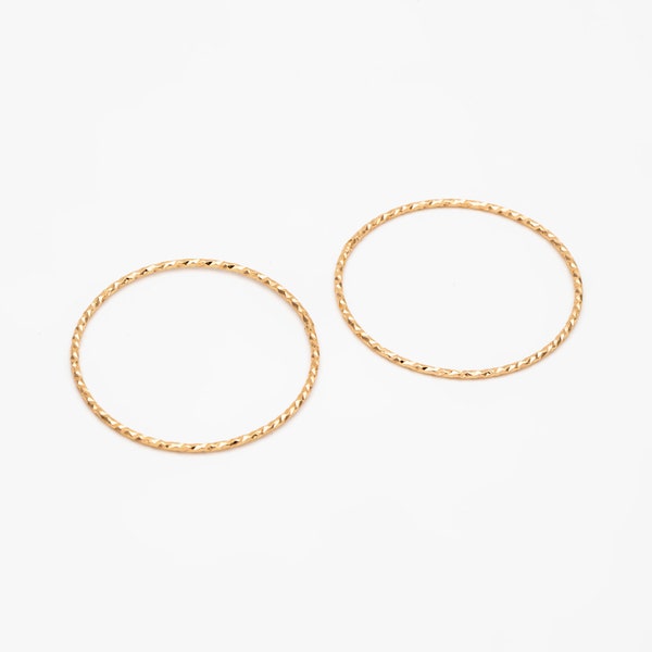 10pcs Gold Round Ring 30/ 40mm, Real Gold plated Brass, Geometric Hoop Circle   (GB-1606)