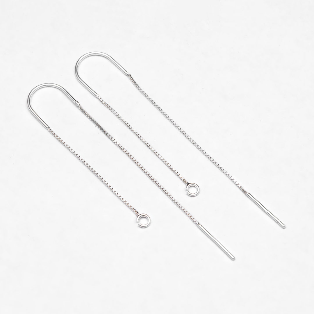 10pcs Sterling Silver Threader Earrings, .925 Silver Box Chain, Earwire