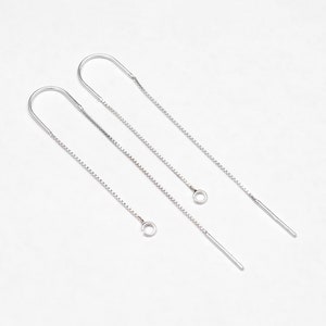 10pcs Sterling Silver Threader Earrings, .925 Silver Box Chain, Earwire Thread with Open Jump Ring CY-033 image 1