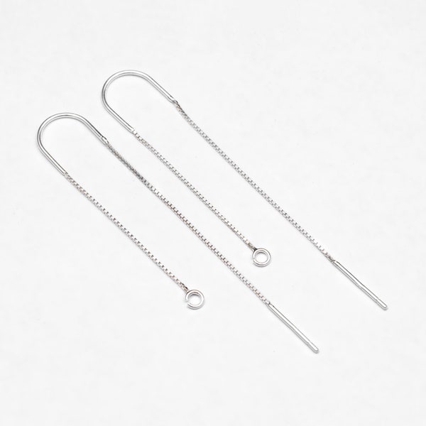10pcs Sterling Silver Threader Earrings, .925 Silver Box Chain, Earwire Thread with Open Jump Ring  (CY-033)