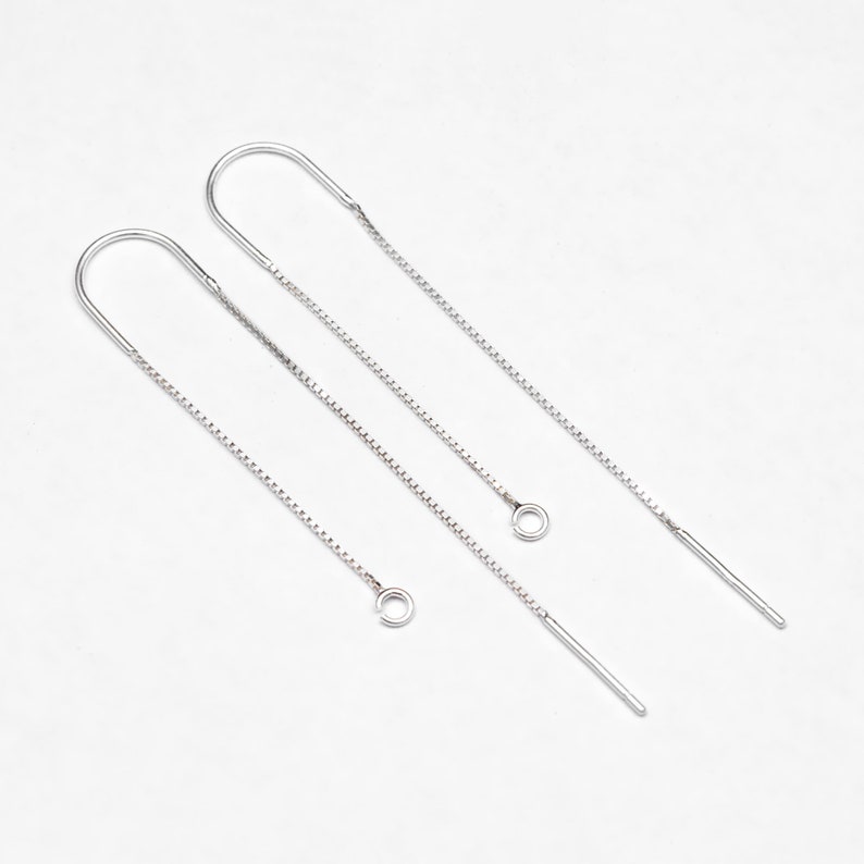 10pcs Sterling Silver Threader Earrings, .925 Silver Box Chain, Earwire Thread with Open Jump Ring CY-033 image 1