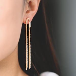 4pcs Chain Tassel Earrings, Tassel Stud Earring, Gold/ Silver Tone Dangling Earrings, Minimalist Tassel Earrings (GB-2867)