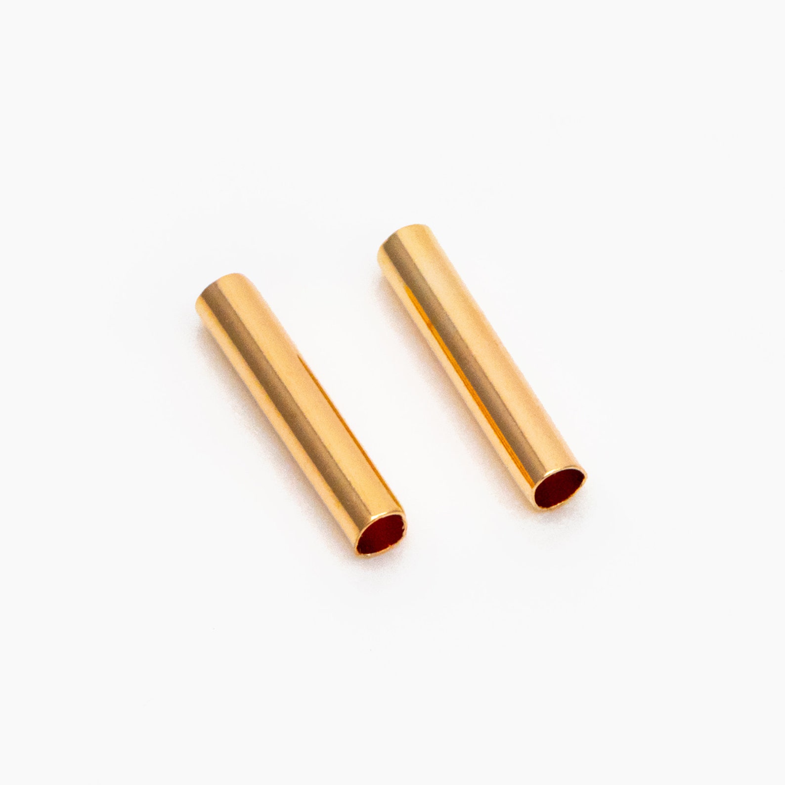 50pcs Gold/ Silver/ Rose Gold Straight Tube Beads 10x2mm , Real Gold ...