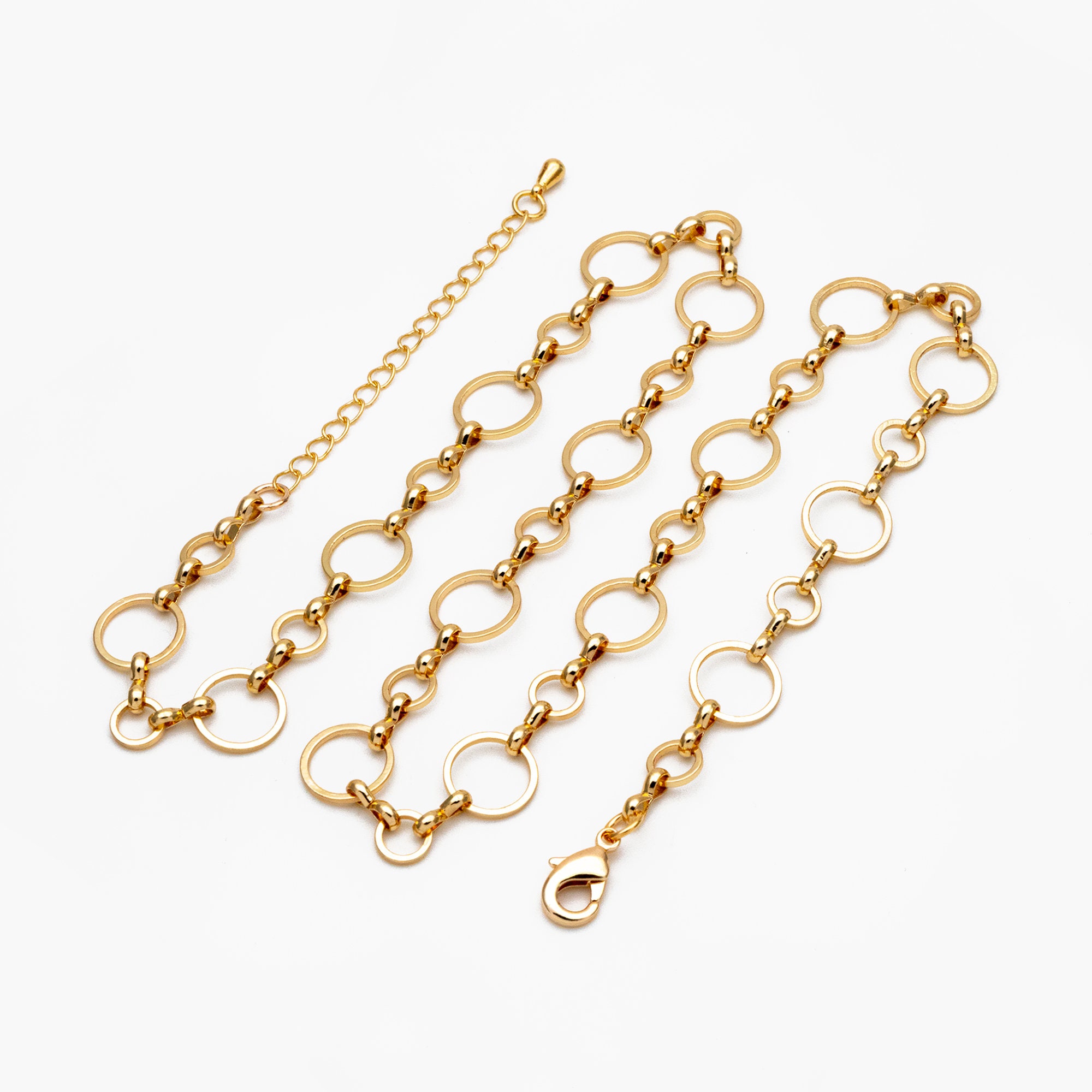 Gold Round Circle Chain 10mm, Finished Bracelet/ Anklet/ Necklace With ...