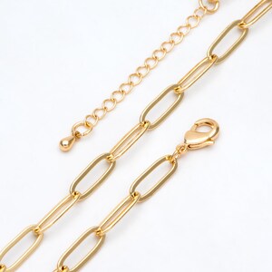 Gold Paperclipe Chains 5mm, Finished Bracelet/ Necklace with Extender Chain, Ready to Wear (#LK-317)