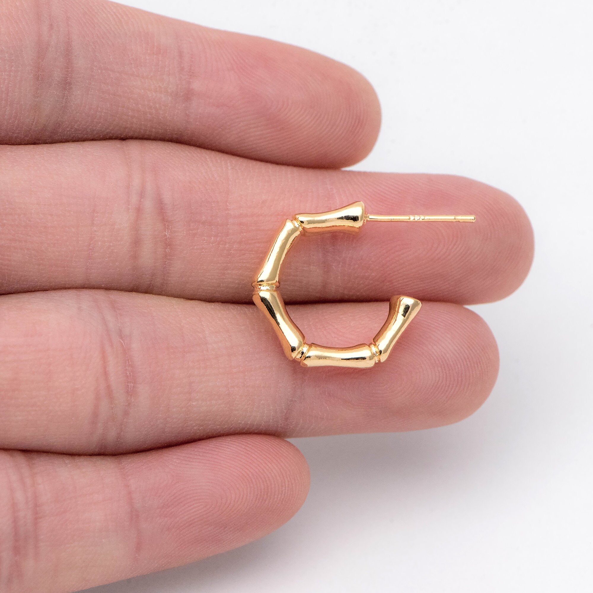 10pcs Gold Bamboo Earrings, Round Earring Hooks, Circle Hoop