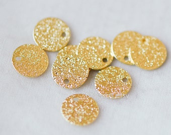 10pcs Gold/ Silver tone Round Disc Charms 8/ 12/ 15mm, Gold/ Rhodium plated Brass Coin Disk Charms (GB-240)