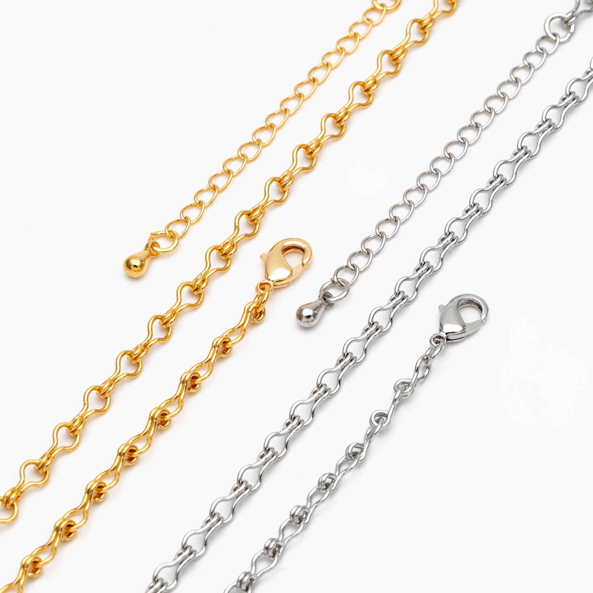 ゴールド/シルバートーンリンクチェーン 3.5 mm、完成済みブレスレット
