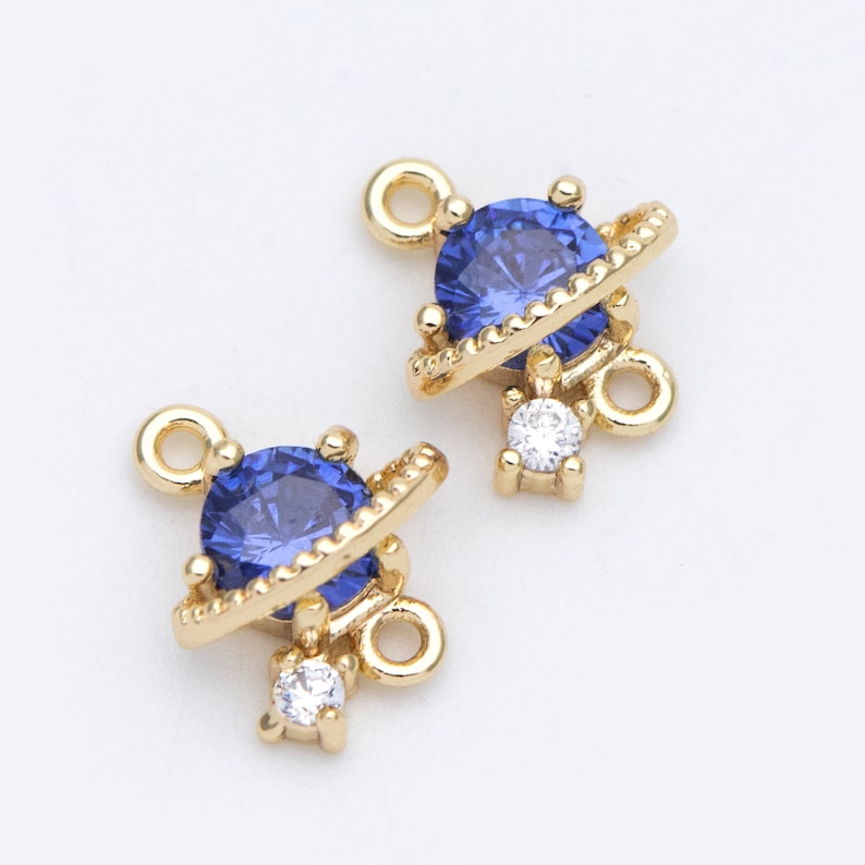 GB-689 10pcs CZ Paved Saturn Charms 11x9mm Gold plated Brass Saturn Pendants Space Planet DIY Connectors