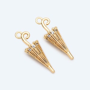 4pcs CZ pave Umbrella Charm, Earring Charm, Jewelry Making Supplies, DIY Material Wholesale  (GB-2417)