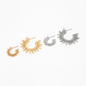 10pcs Gold/ Silver Tone Sun Round Earrings 20/35mm, Gold/ Rhodium plated Brass Sun Jewelry, Sun earrings (#GB-1227) image 6