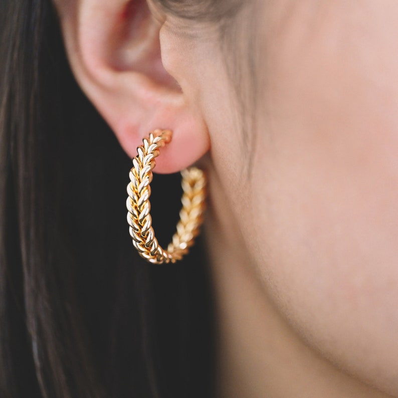 4pcs Gold Hoop Earrings 29mm, 18K Gold plated Brass, Round Circle Earring GB-3863 image 1