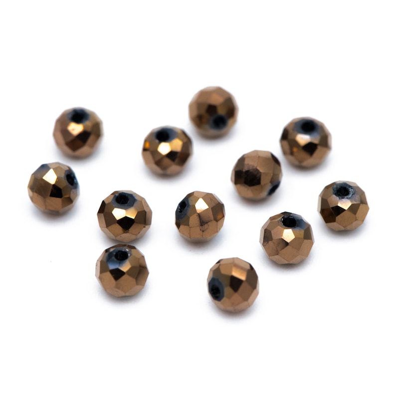Faceted Rondelle Crystal Glass Beads 3x4mm Antique Copper Metallic Color #BZ04-163 145pcs